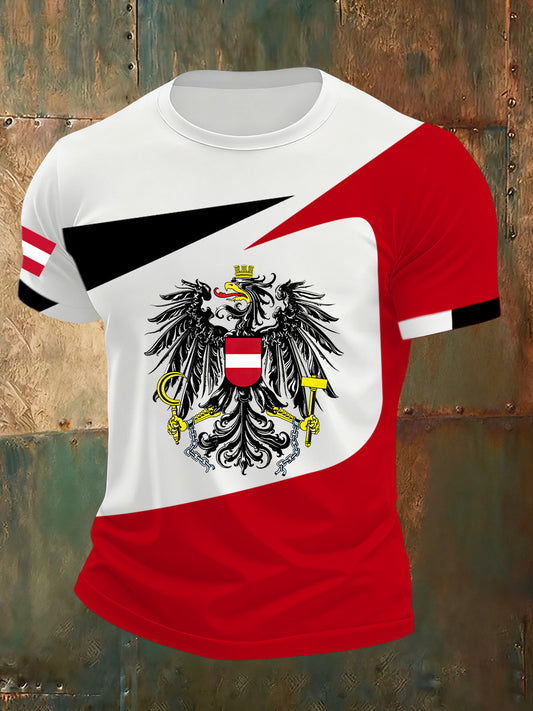 Bequemes Herren-T-Shirt mit österreichi schem Flaggen druck