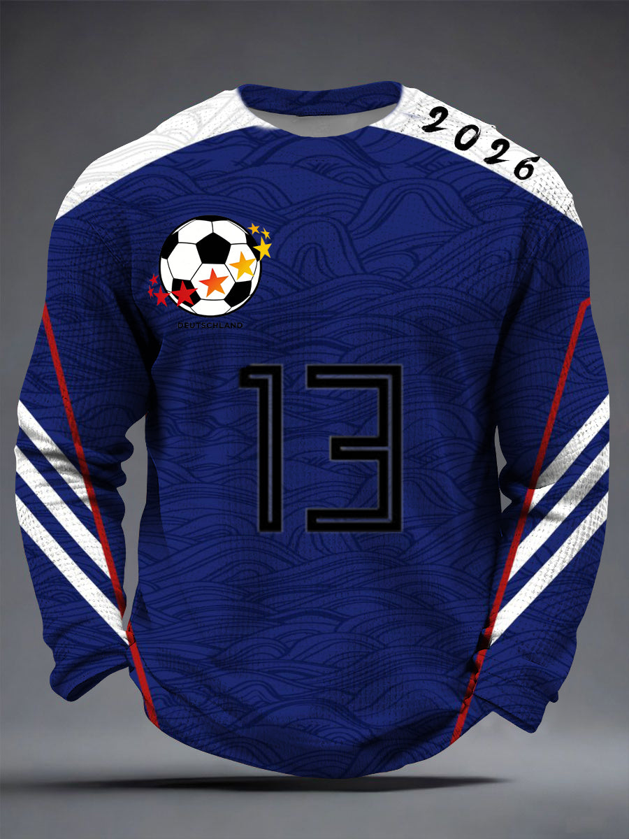Männer schlank 2026 Deutschland Fußball Nummer 13 Grafik T-Shirt