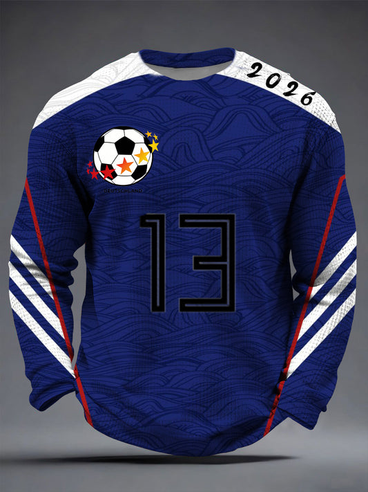 Männer schlank 2026 Deutschland Fußball Nummer 13 Grafik T-Shirt