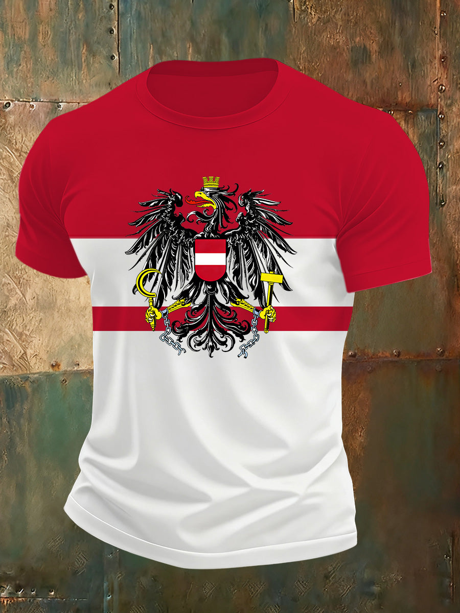 Bequemes Herren-T-Shirt mit österreichi schem Flaggen druck