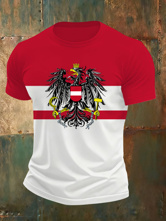 Bequemes Herren-T-Shirt mit österreichi schem Flaggen druck