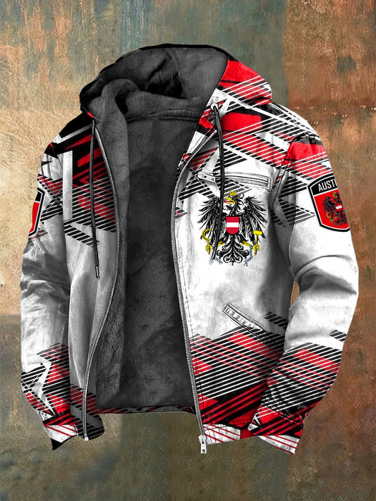 Retro österreich isches Emblem Gradienten geometrische Fleece-Kapuzen jacke