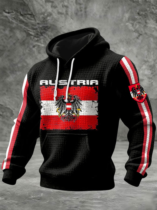 Retro Abstrakt Österreich ische Flagge Casual Waffel Hoodie