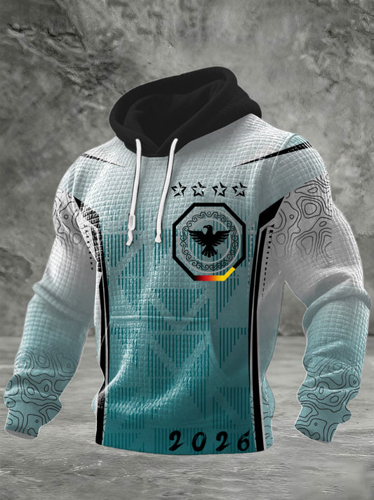 Herren Schlanker 2026 Deutschland Themen-Waffel-Strick-Hoodie