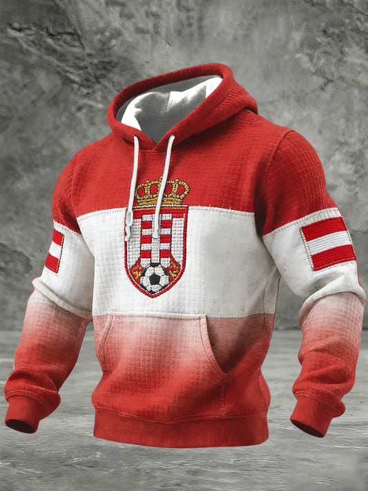 Retro Österreich ische Fußball Flagge Patchwork Casual Waffel Hoodie