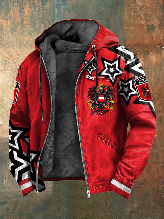 Retro Österreich isches Emblem Star Casual Fleece-Kapuzen jacke