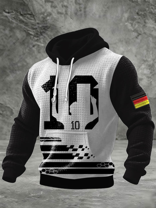 Moderner Herren Nummer 10 Deutschland Flagge Akzent Hoodie