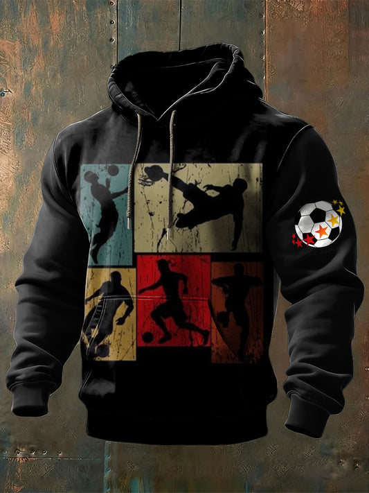 Männer Retro Fußball Silhouette Deutschland Thema Hoodie