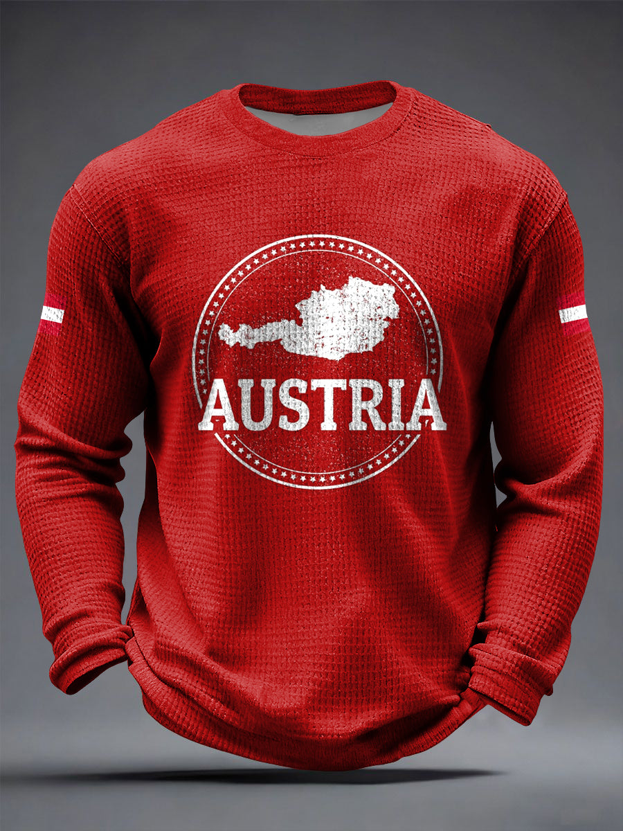 Retro Österreich ische Karte Lässiges Waffel gewebe T-Shirt