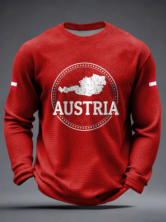 Retro Österreich ische Karte Lässiges Waffel gewebe T-Shirt