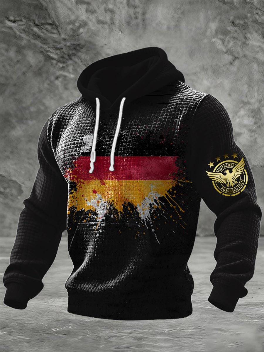 Herren Edgy Splatter-Print Deutschland Flagge & Adler Hoodie
