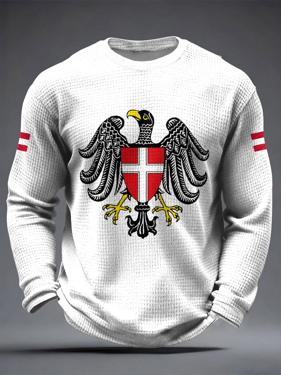 Retro österreich isches Wien Emblem Casual Waffel gewebe T-Shirt