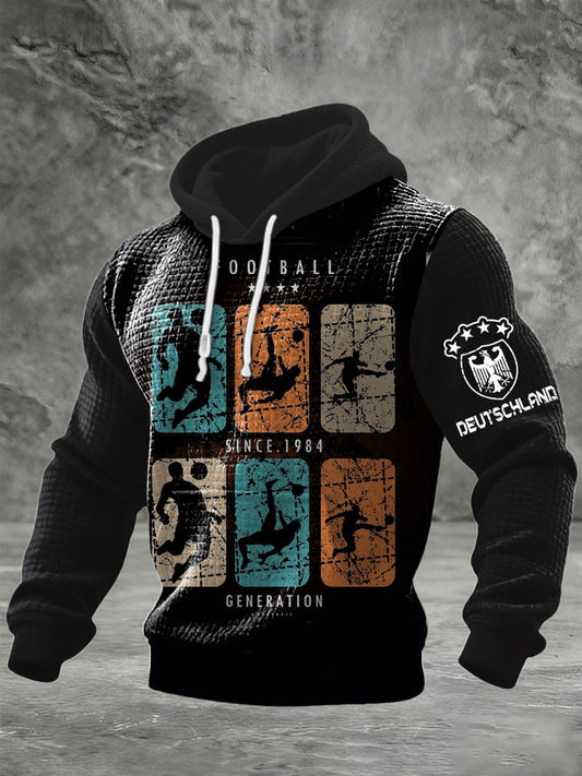 Herren Retro Deutschland Fußball Silhouette Grafik Hoodie