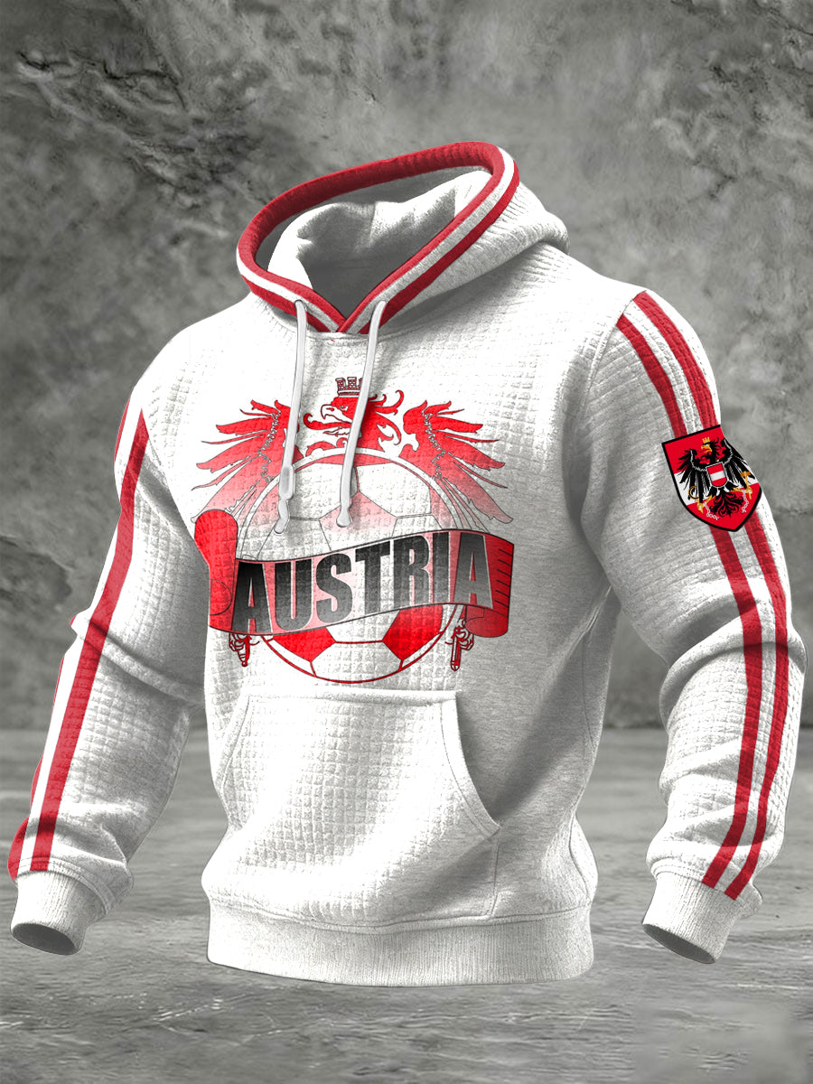Retro Österreichi scher Fußball Casual Waffel Hoodie