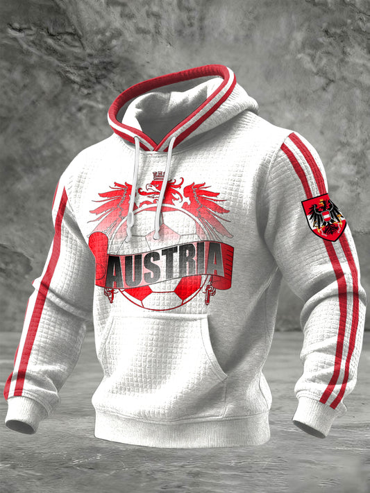 Retro Österreichi scher Fußball Casual Waffel Hoodie