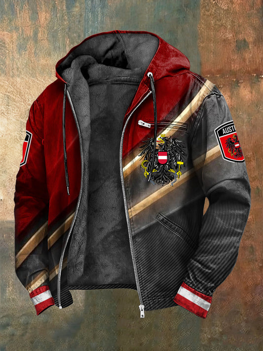 Retro österreich isches Emblem Fleece-Kapuzen jacke