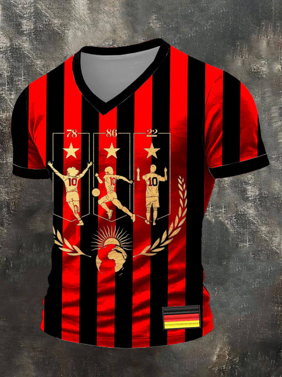 Herren Retro Rot-Schwarz Deutschland Meisterschaft Nummer 10 T-Shirt