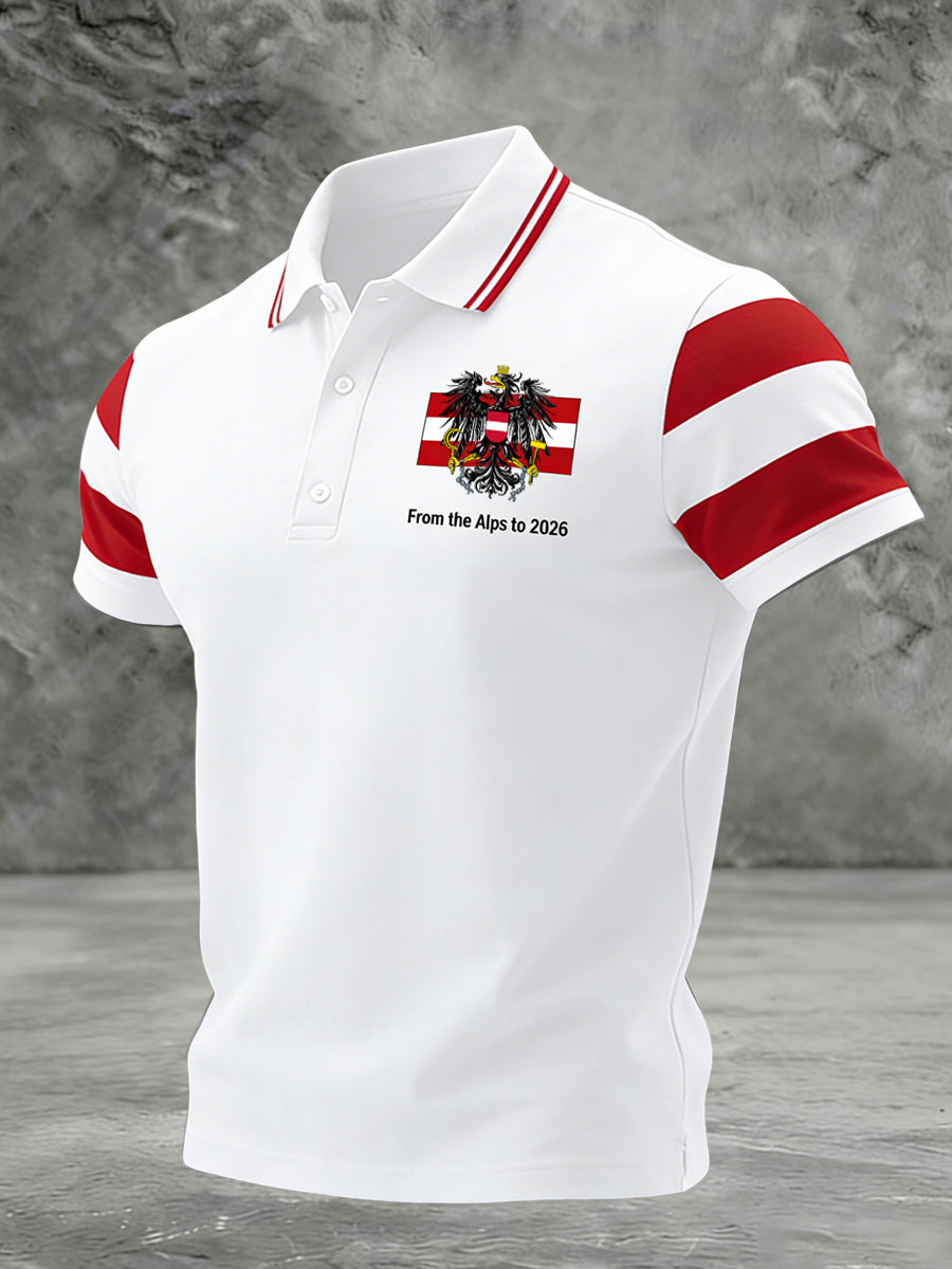 Österreich 2026 WM-Flagge Patch Casual Polo Shirt