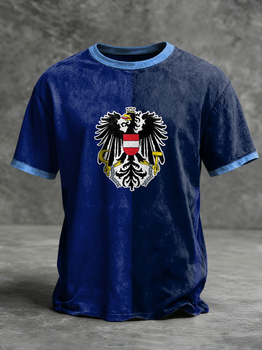 Retro österreich isches Emblem Patchwork Casual T-Shirt
