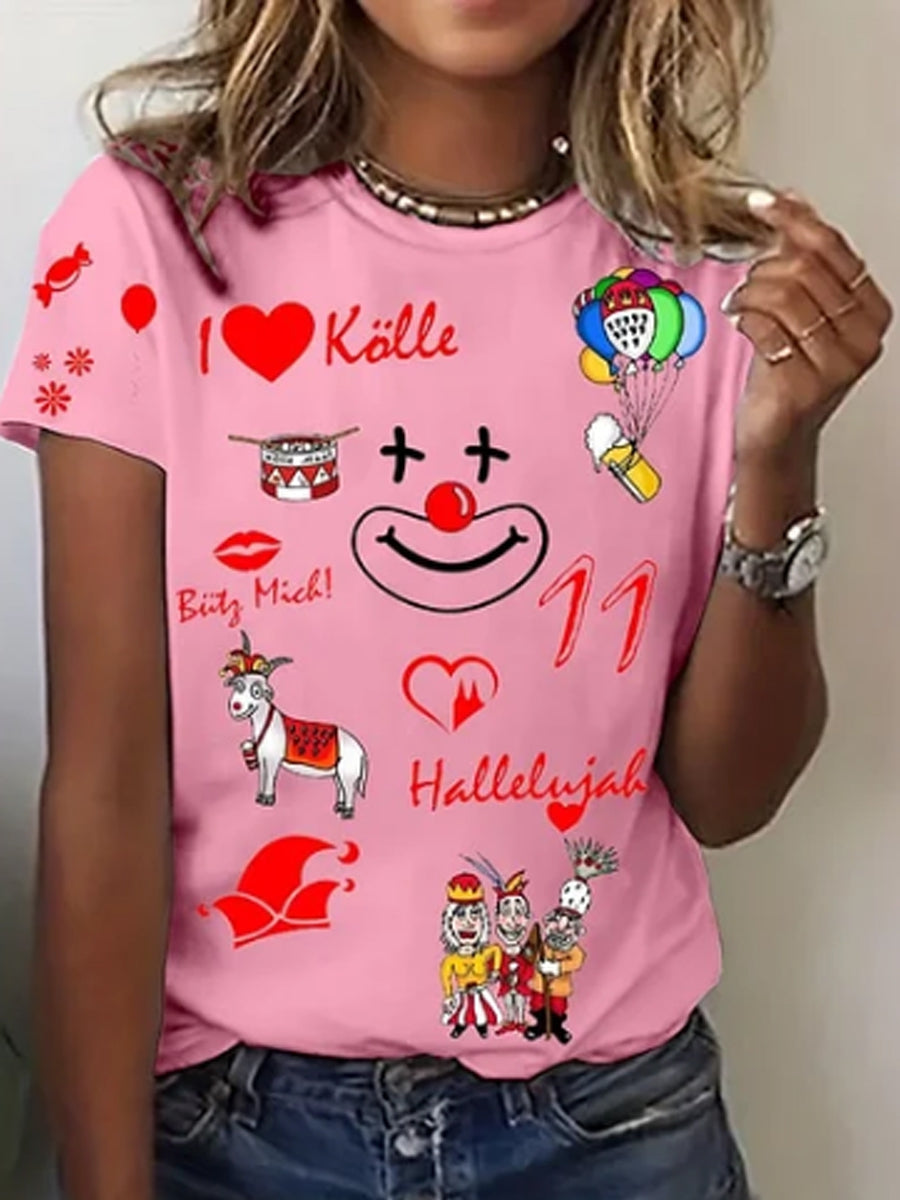 Kurzarm-T-Shirt für Damen Kölner Karneval