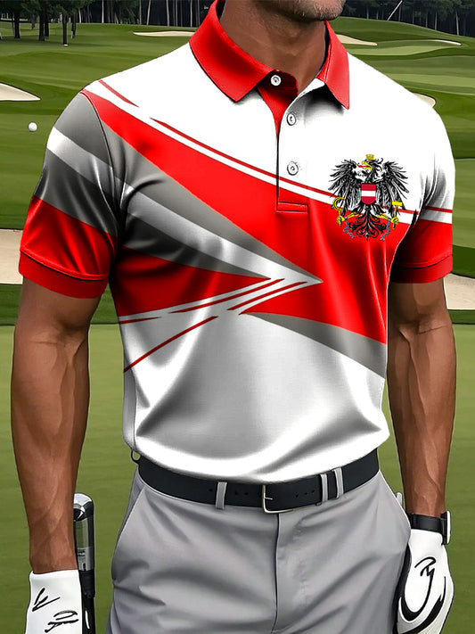 Herren Vintage österreich isches Abzeichen unregelmäßiges geometrisches Business-Polos hirt