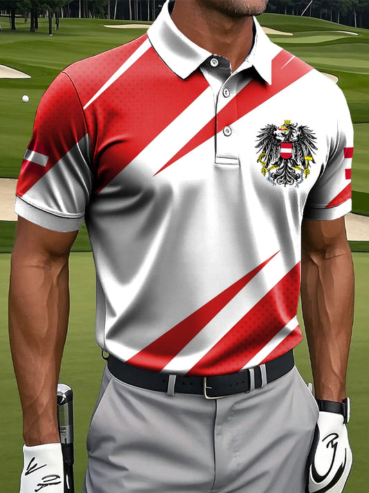 Herren Vintage österreich isches Emblem abstraktes geometrisches Business-Polos hirt