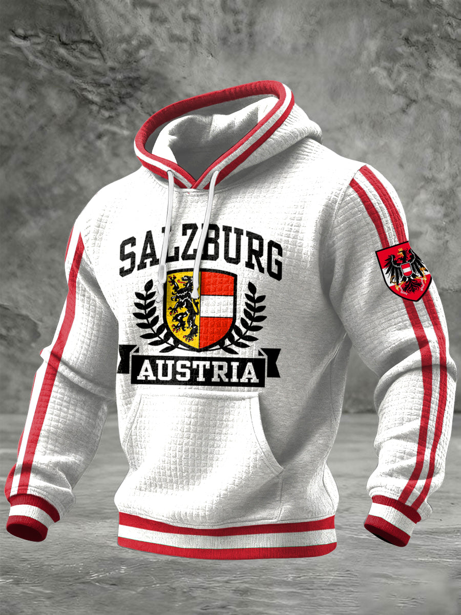 Retro österreich isches Salzburg Emblem Patchwork Casual Hoodie