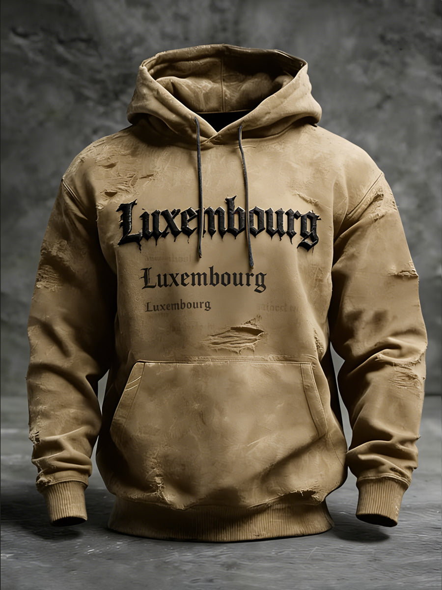 Herren Styli scher Tan Distressed Luxemburger Hoodie