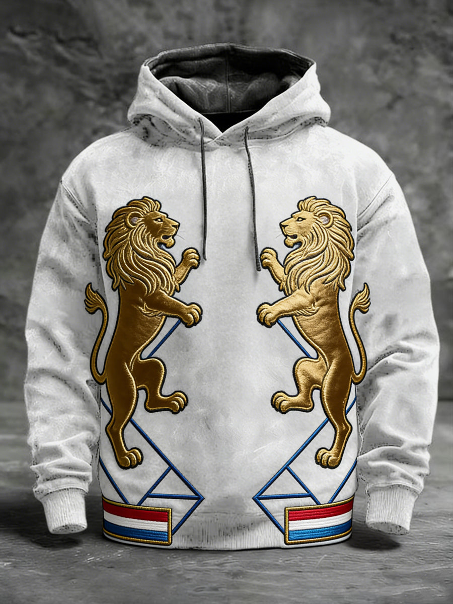 Herren Opulenter Doppelter Goldener Löwe Luxemburg Hoodie