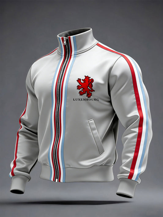 Herren Schlanke luxemburg ische Trainings jacke mit rotem Löwen streifen