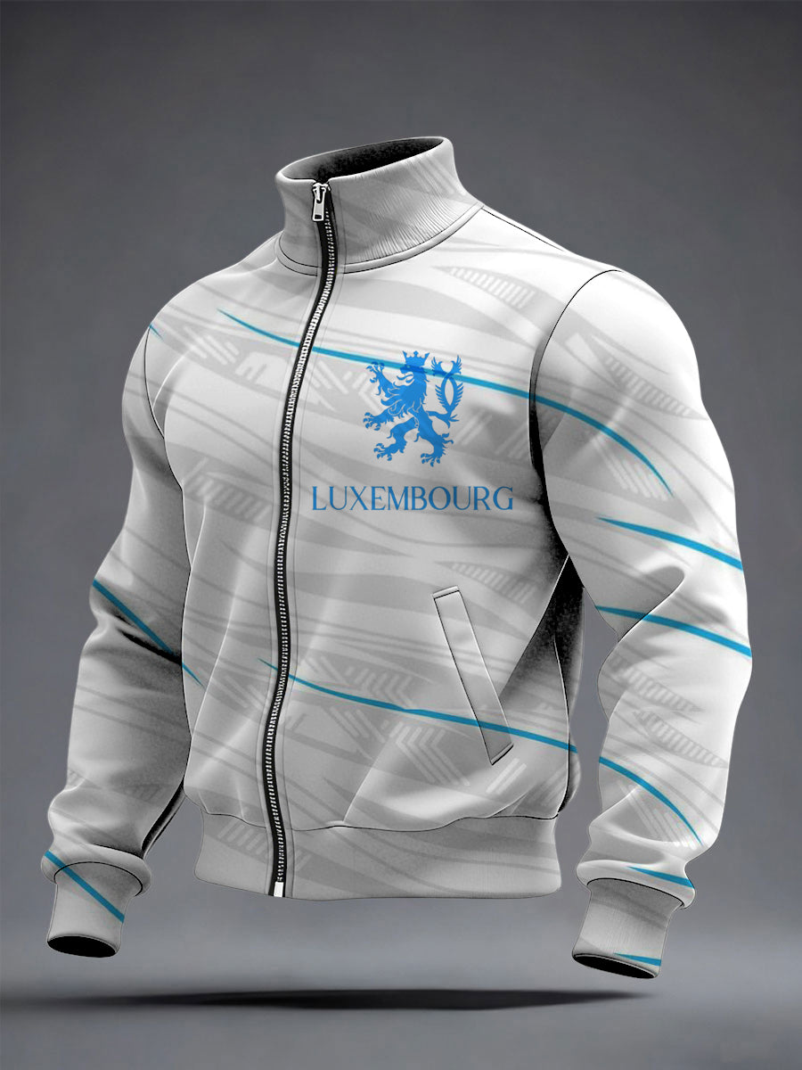 Herren Schlanke Blue-Accent Luxemburg Lion Zip Jacke
