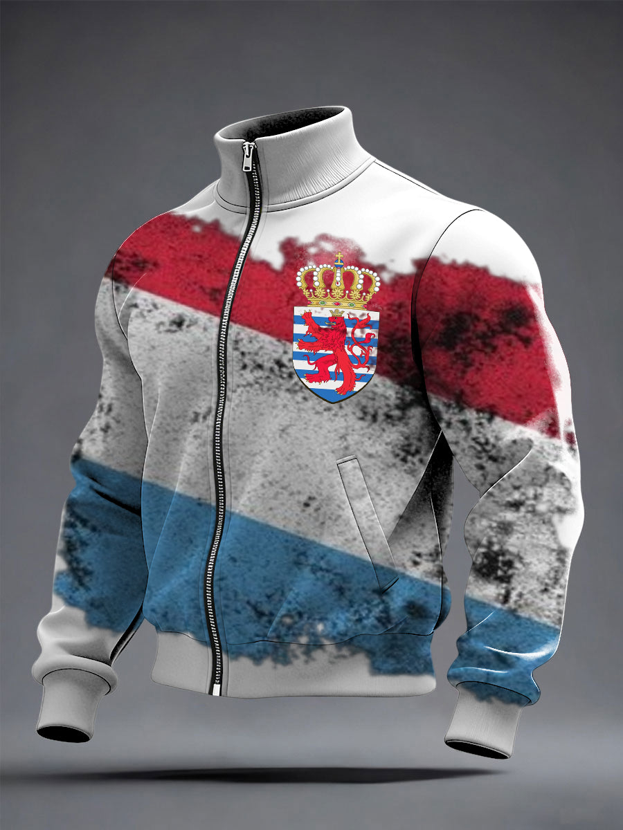 Herren Distressed Luxembourg Flag & Crest Jacke