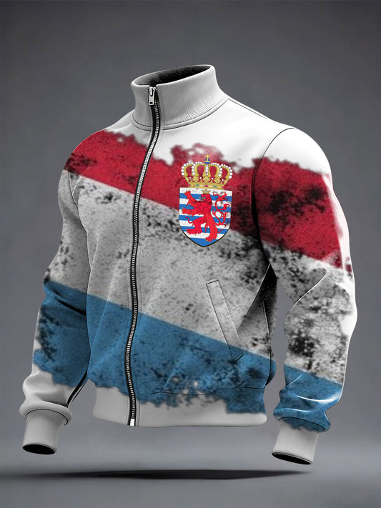 Herren Distressed Luxembourg Flag & Crest Jacke