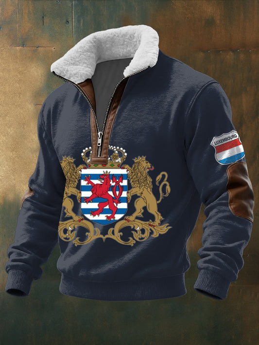 Herren Luxe Navy Luxemburg Crest Doppel-Löwen-Hoodie