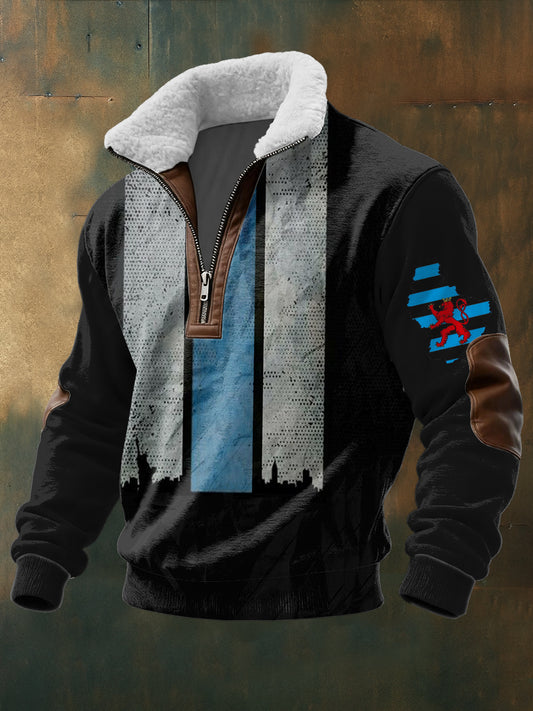 Herren's Urban Skyline Sherpa Hoodie unter dem Motto Luxemburg
