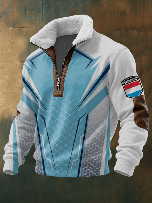 Herren-futuristisch-luxemburgi scher grafischer Sherpa-Hoodie