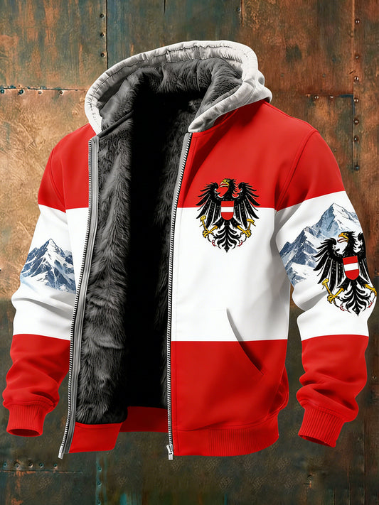 Herren Vintage Österreich ische Flagge Emblem Fleece-Ausgekleidet Kapuzen jacke