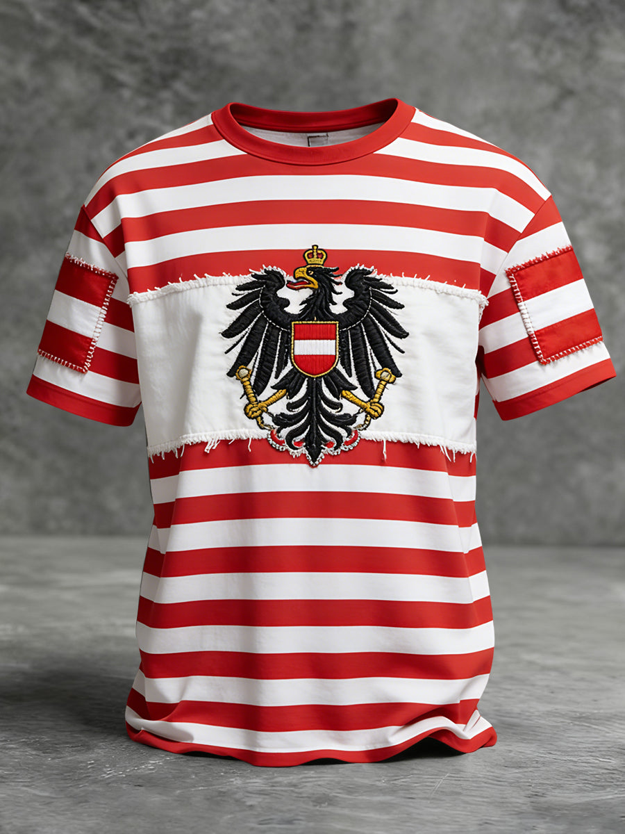 Retro österreich ische Flagge Emblem gestreift Casual T-Shirt