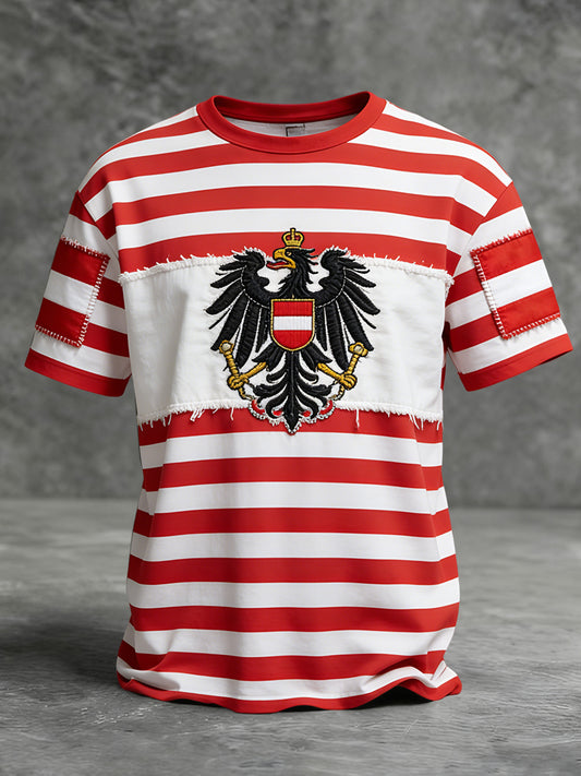 Retro österreich ische Flagge Emblem gestreift Casual T-Shirt