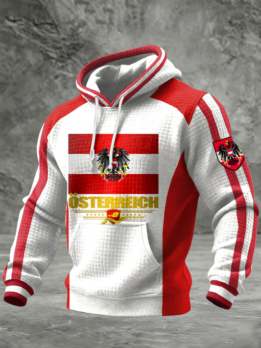 Retro Österreich ische Flagge Emblem Casual Waffel Hoodie