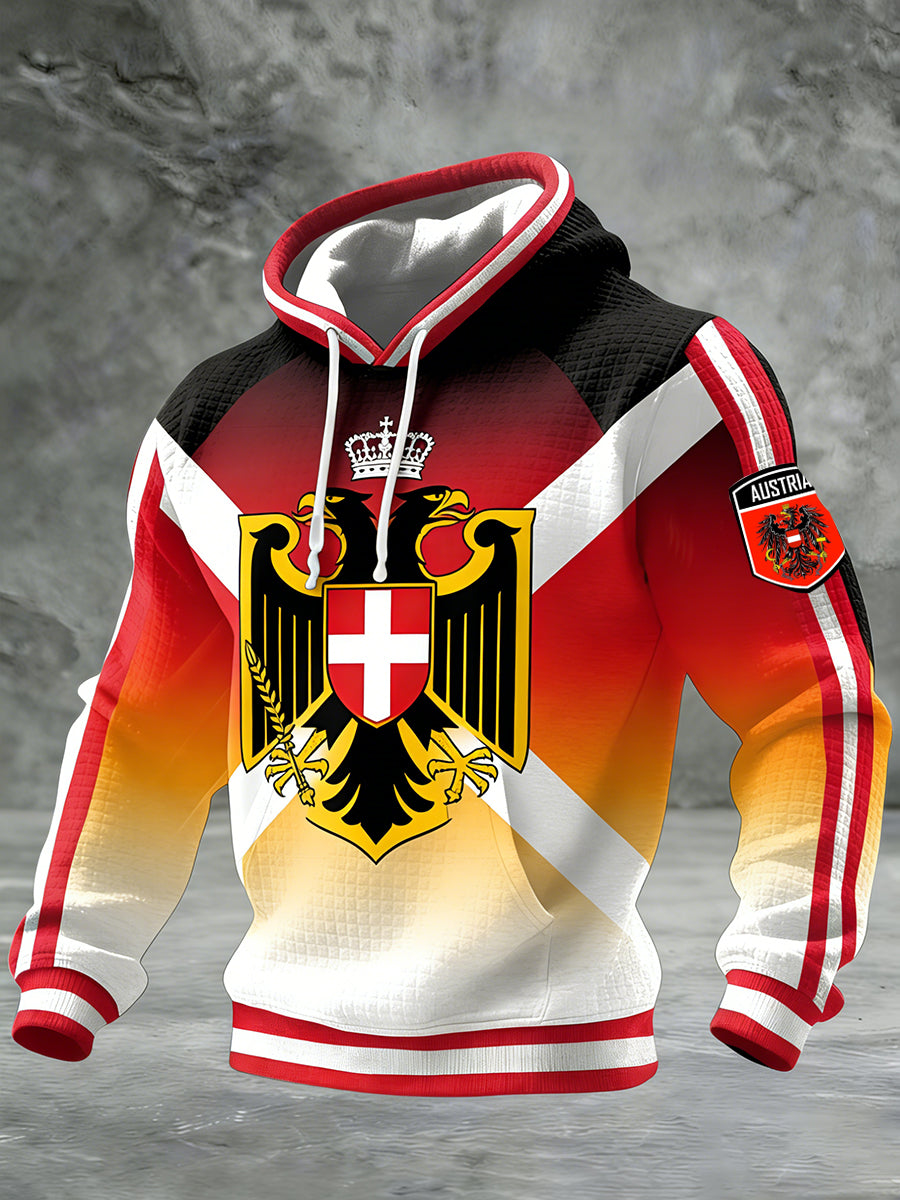Retro Österreich ische Flagge Muster Casual Waffel-Strick bequemes Kapuzen-Sweatshirt