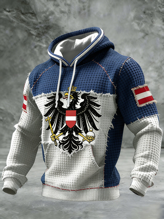 Retro Österreich ische Flagge Muster Casual Waffel-Strick bequemes Kapuzen-Sweatshirt