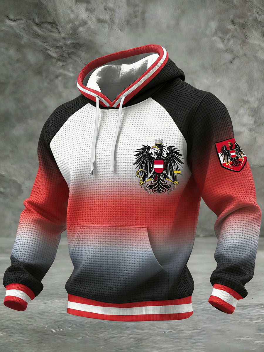 Retro Österreich ische Flagge Muster Casual Waffel-Strick bequemes Kapuzen-Sweatshirt