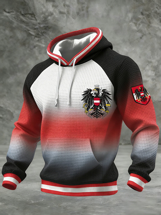 Retro Österreich ische Flagge Muster Casual Waffel-Strick bequemes Kapuzen-Sweatshirt
