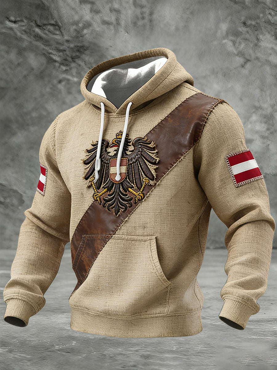 Retro Österreich ische Flagge Muster Casual Waffel-Strick bequemes Kapuzen-Sweatshirt