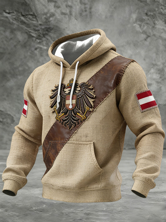 Retro Österreich ische Flagge Muster Casual Waffel-Strick bequemes Kapuzen-Sweatshirt