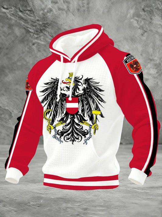 Herren-Kapuzen-Sweatshirt mit österreichi schem Flaggen druck