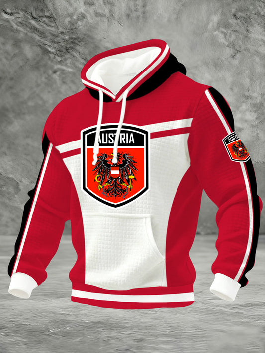 Herren-Kapuzen-Sweatshirt mit österreichi schem Flaggen druck