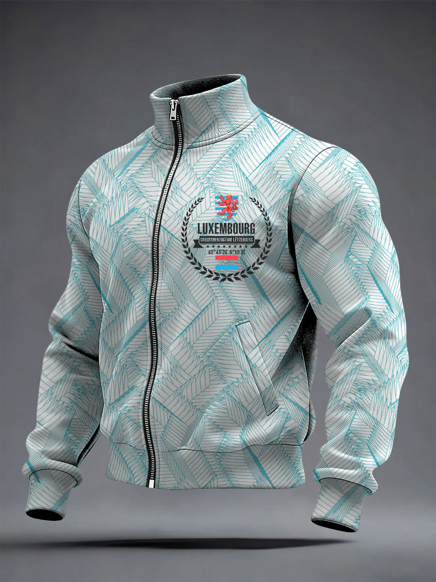 Herren Elegante Teal-weiße Luxemburger Kranz abzeichen Jacke