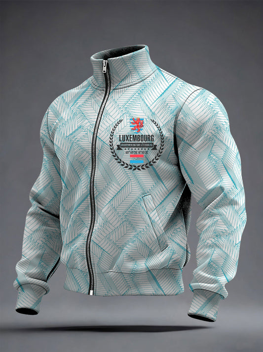 Herren Elegante Teal-weiße Luxemburger Kranz abzeichen Jacke